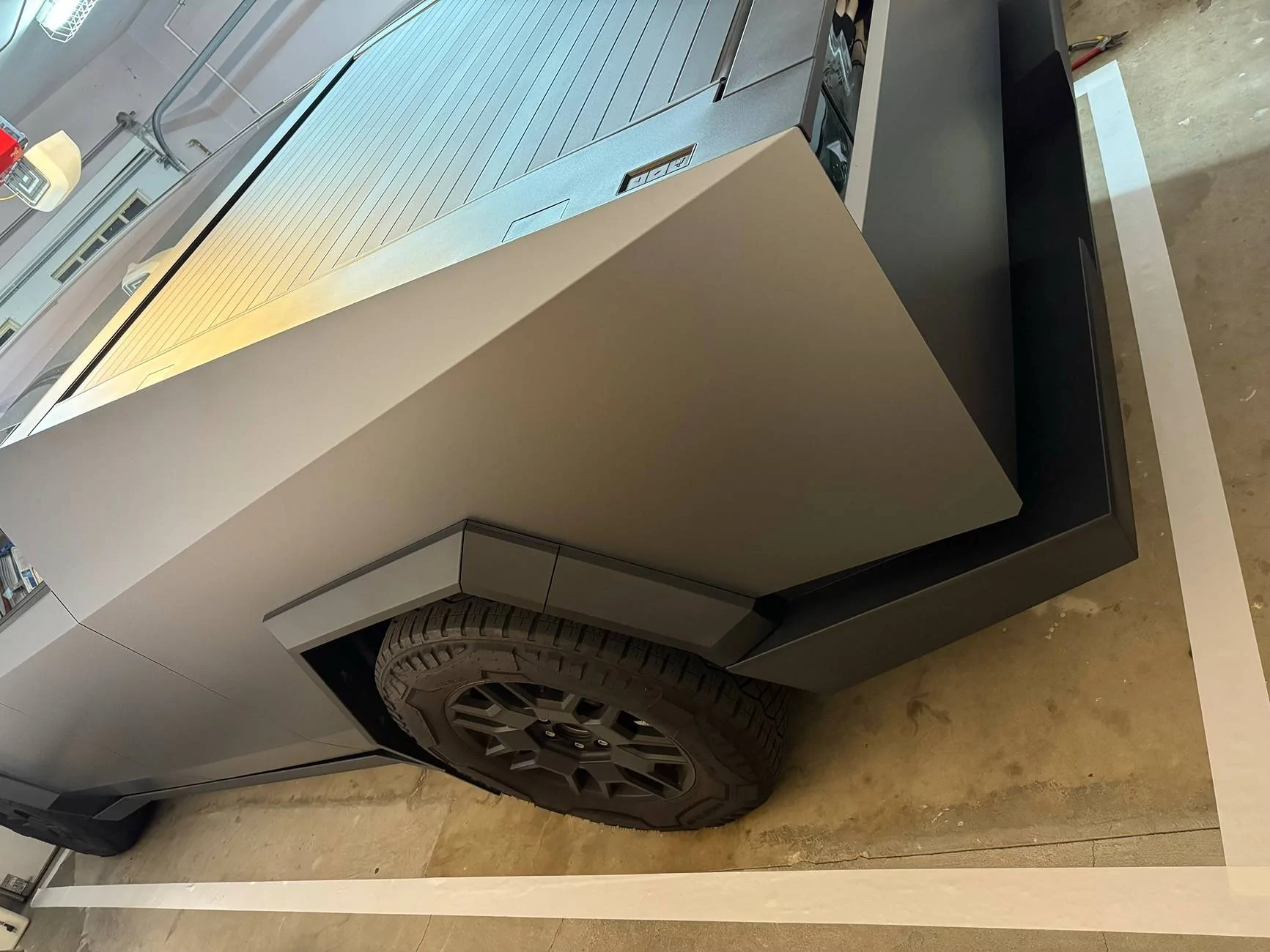 Tesla Cybertruck Home Garage Autopark Test 1: Success 🙌 (Used Tape to Mark Parking Spot) IMG_4506