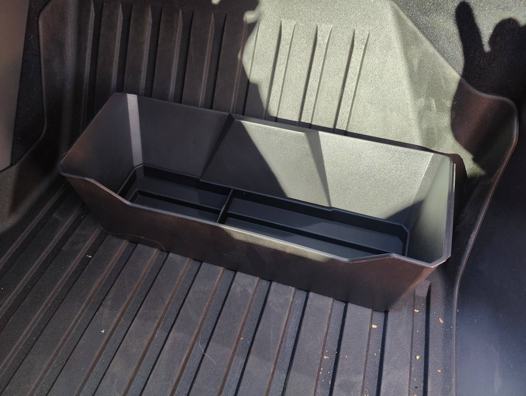Tesla Cybertruck Review of Foronetry's Front Under Seat Storage Containers IMG20241112143158