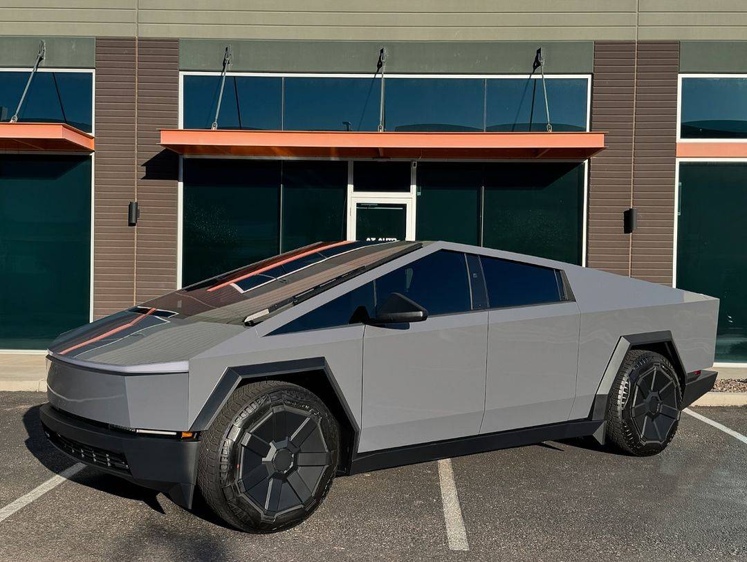 Tesla Cybertruck (PURE PPF) Gold Dust Grey Cybertruck wrapped by AZ Auto Aesthetics 466534513_18105072997452224_6878633780401028777_n