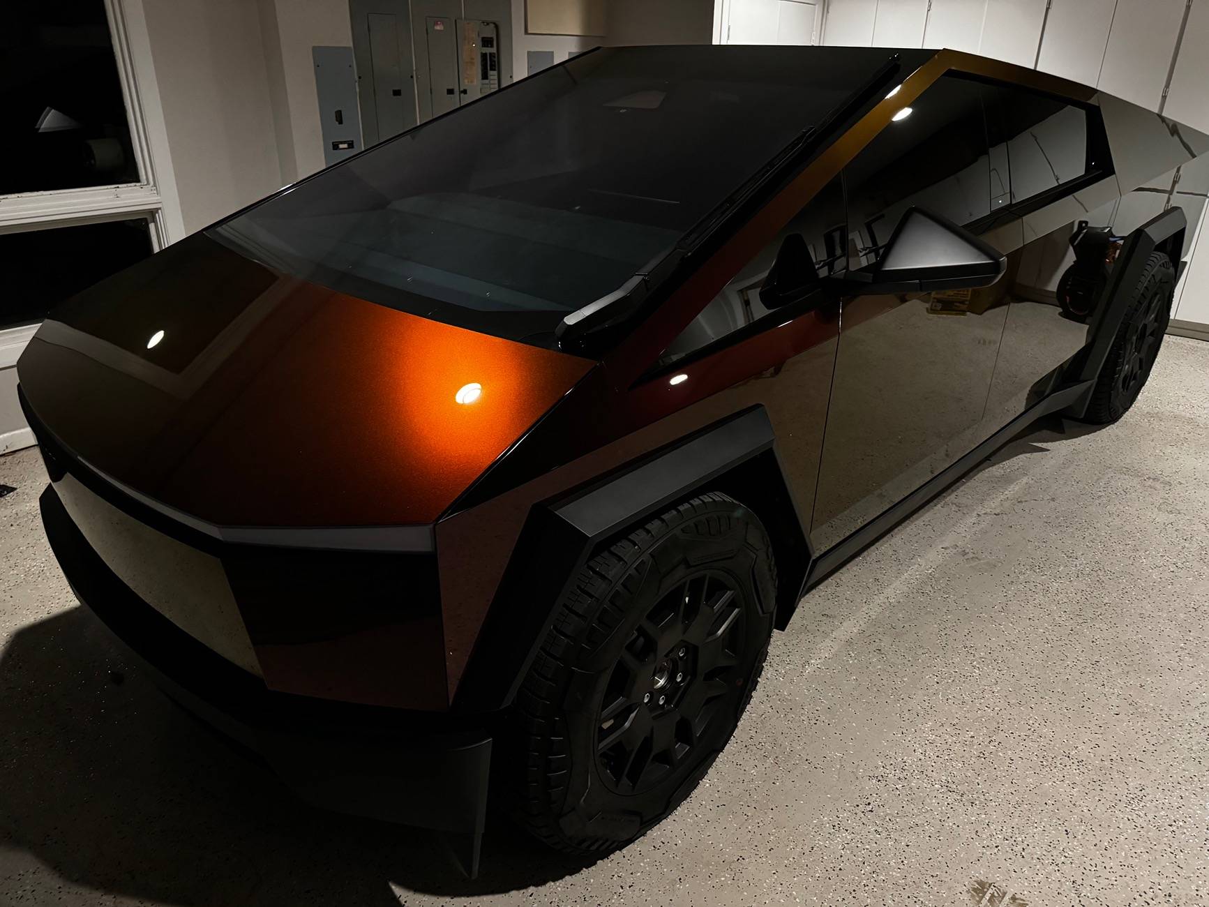 Tesla Cybertruck FlexiShield Assassin Red Color Shift PPF wrapped Cybertruck IMG_5348