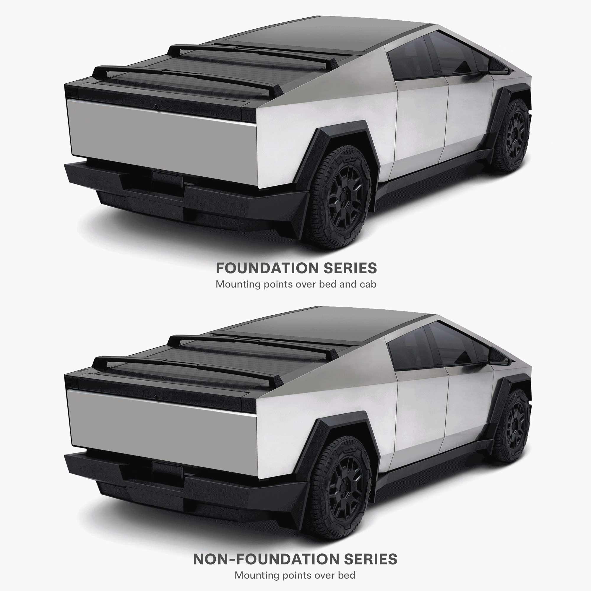 Tesla Cybertruck OEM Crossbars for Cybertruck now available. Reveals difference between Foundation & non-Foundation Series 1897768-00-B-2-03