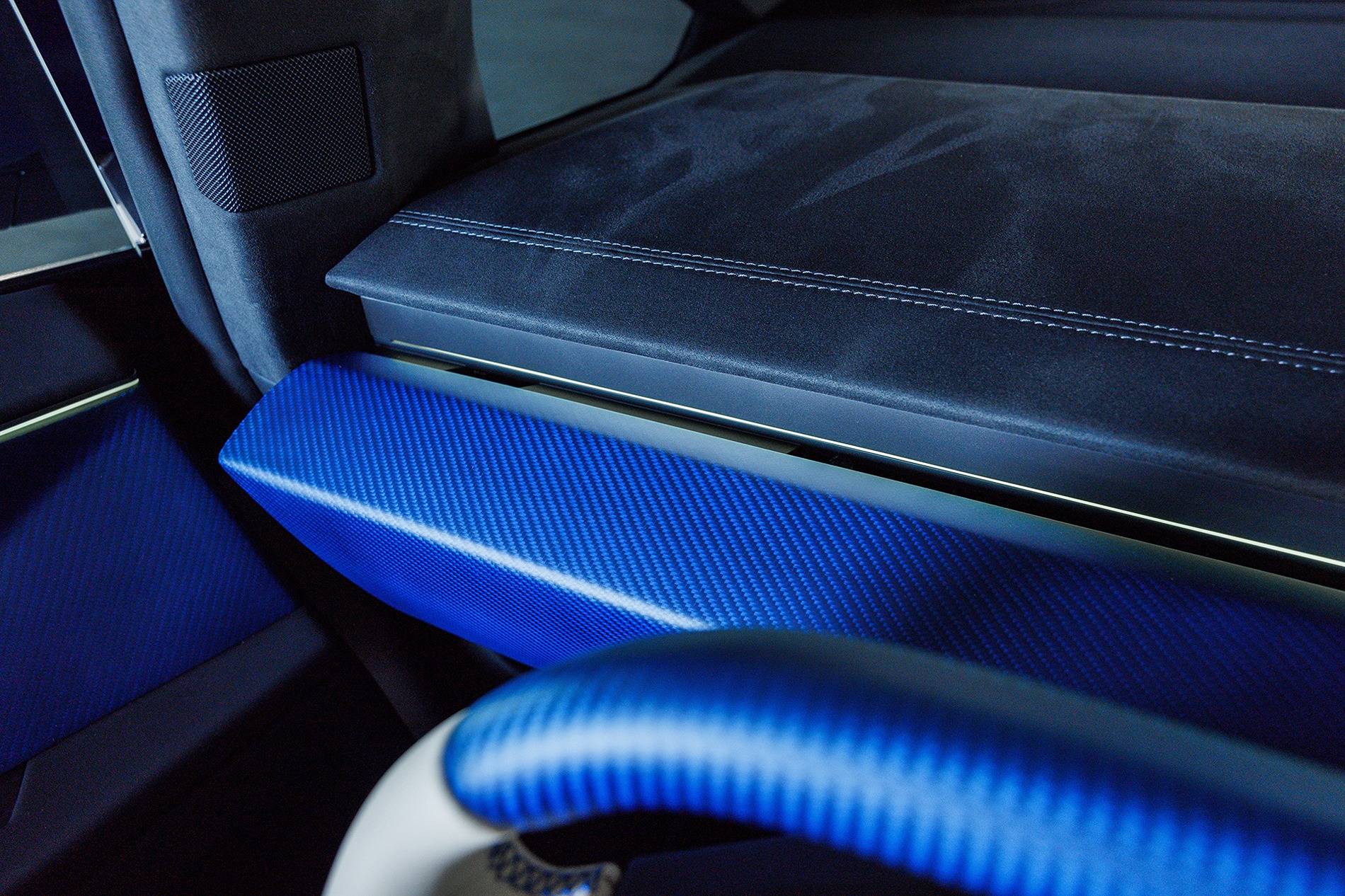 Tesla Cybertruck Cybertruck Full Custom Carbon Fiber & Leather Interior Trim & Squircle - By T Sportline xtesla-cybertruck-matte-blue-carbon-fiber-interior-steering-wheel-1920-8