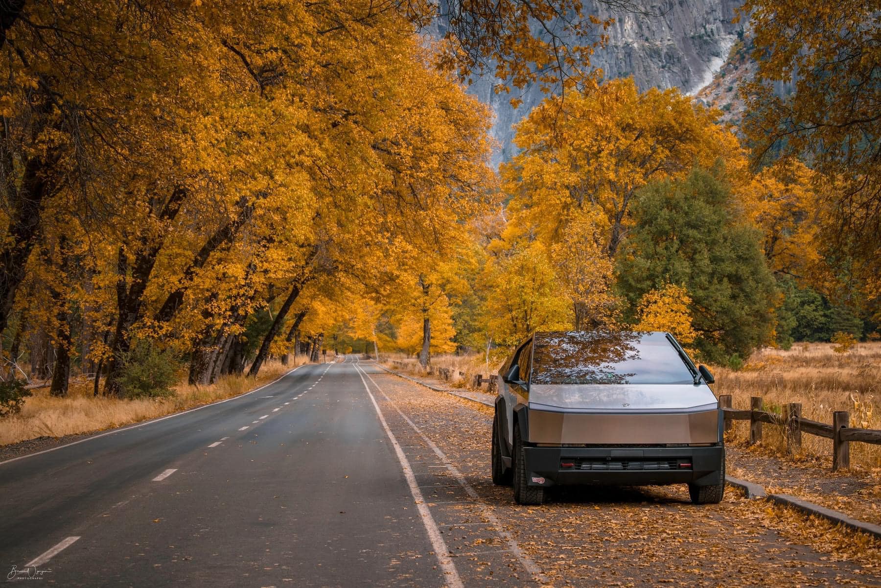 Tesla Cybertruck Cybertruck reflecting fall foliage colors in Yosemite 6380815_8585404661536443_3471696375985308337_n-