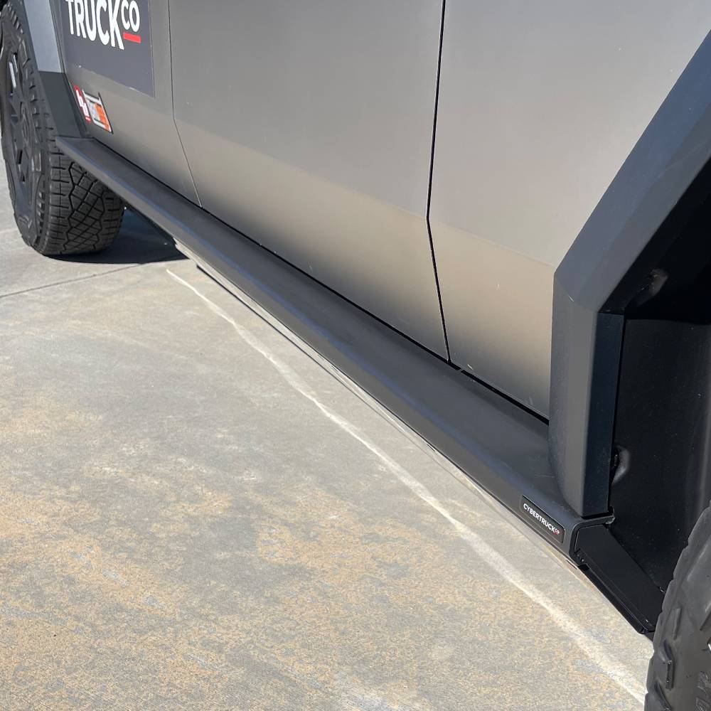 Tesla Cybertruck CYBERTRUCKco Heavy-duty Rock Sliders Launched today on the site! tesla cybertruck rock sliders with replacable wear pads by cybertruckco-10