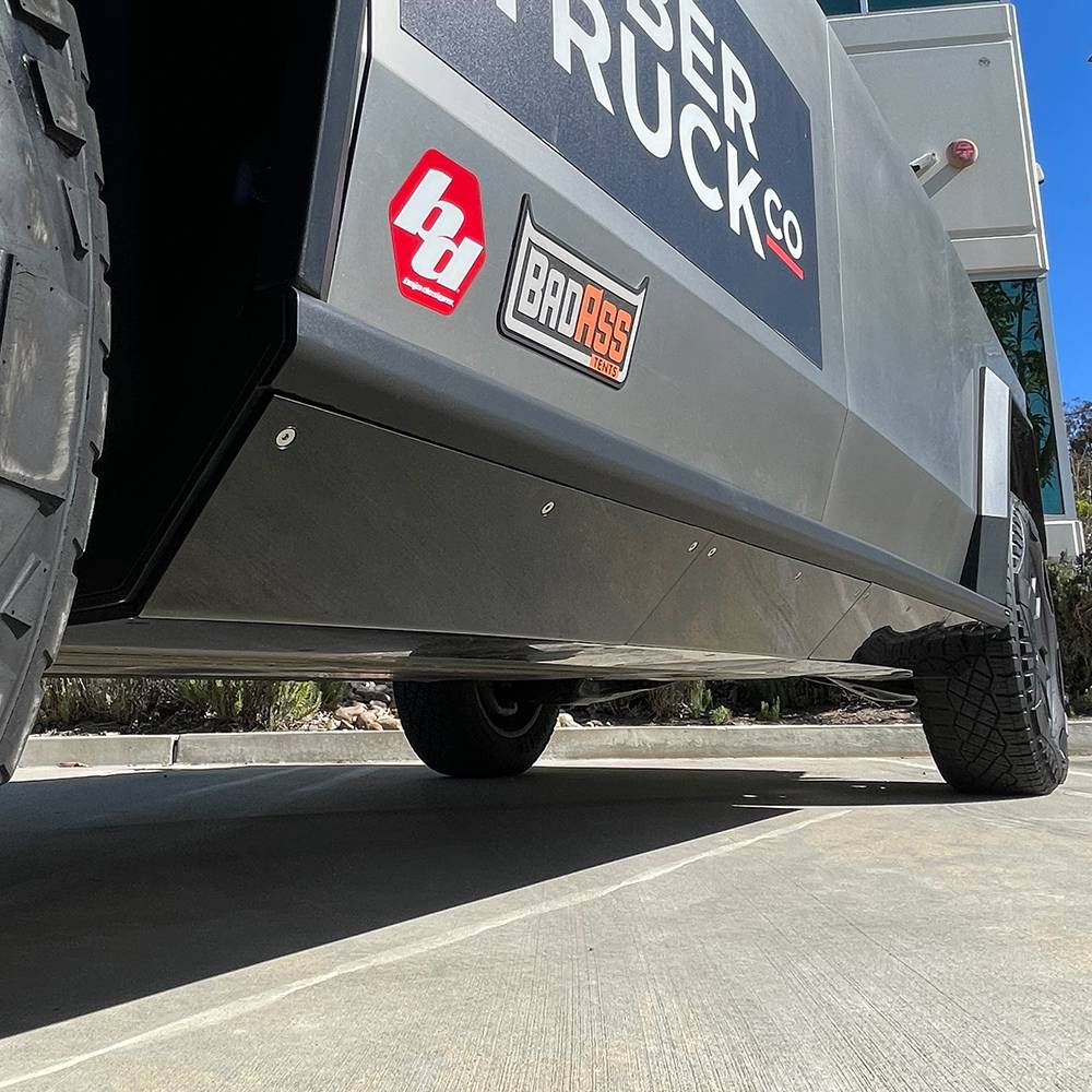 Tesla Cybertruck CYBERTRUCKco Heavy-duty Rock Sliders Launched today on the site! tesla cybertruck rock sliders with replacable wear pads by cybertruckco-8