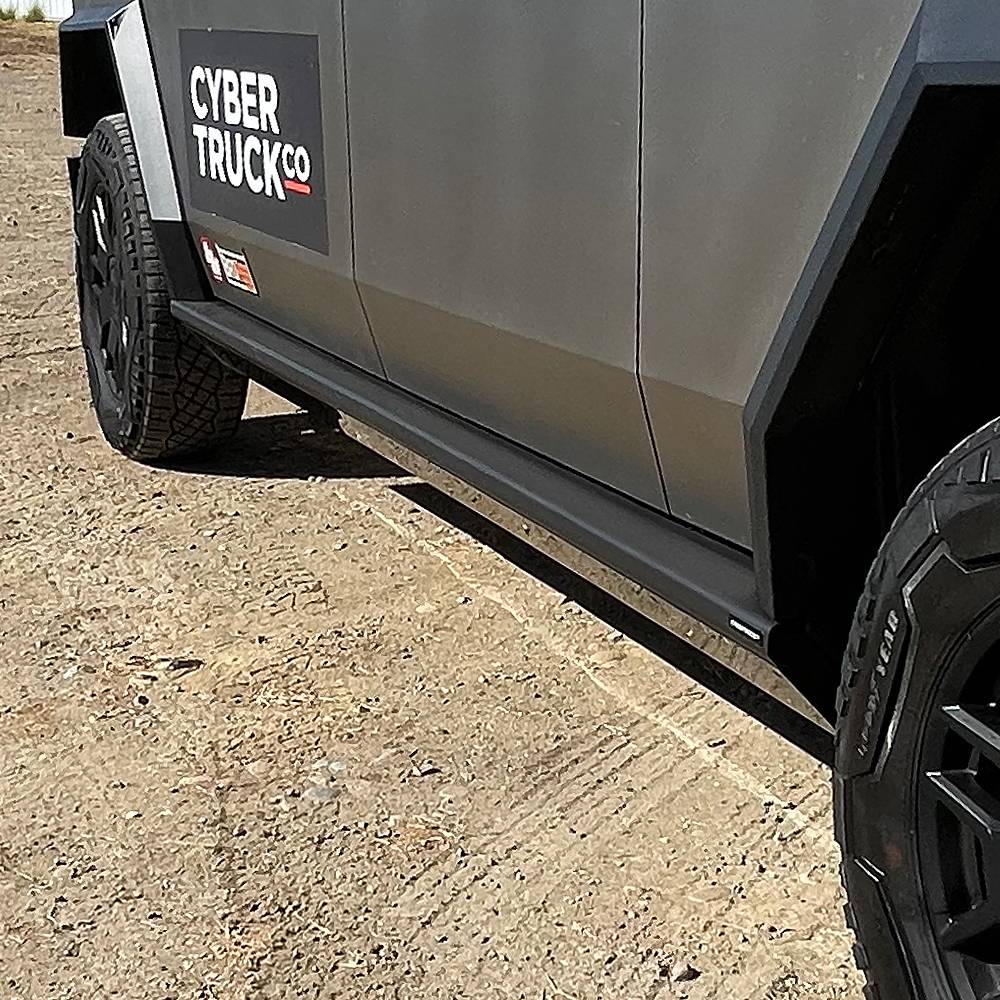 Tesla Cybertruck CYBERTRUCKco Heavy-duty Rock Sliders Launched today on the site! tesla cybertruck rock sliders with replacable wear pads by cybertruckco-3