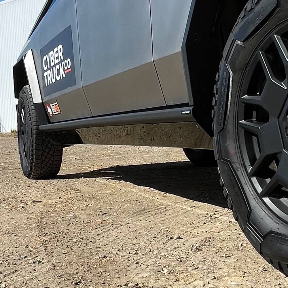Tesla Cybertruck CYBERTRUCKco Heavy-duty Rock Sliders Launched today on the site! tesla cybertruck rock sliders with replacable wear pads by cybertruckco-2