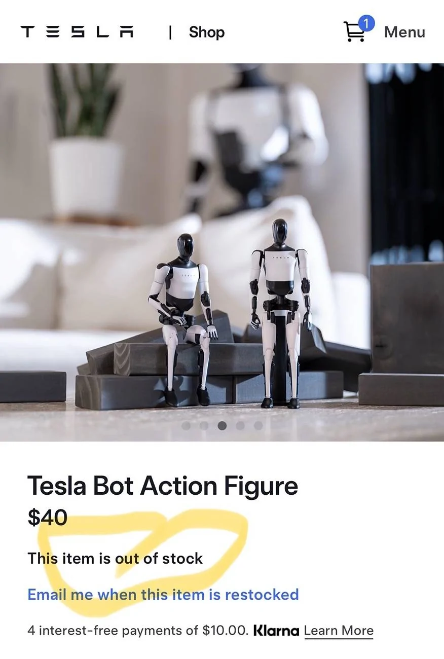 Tesla Cybertruck PSA - Tesla Shop checkout is down due to overwhelming demand for the Tesla Bot Action Figure IMG_7798