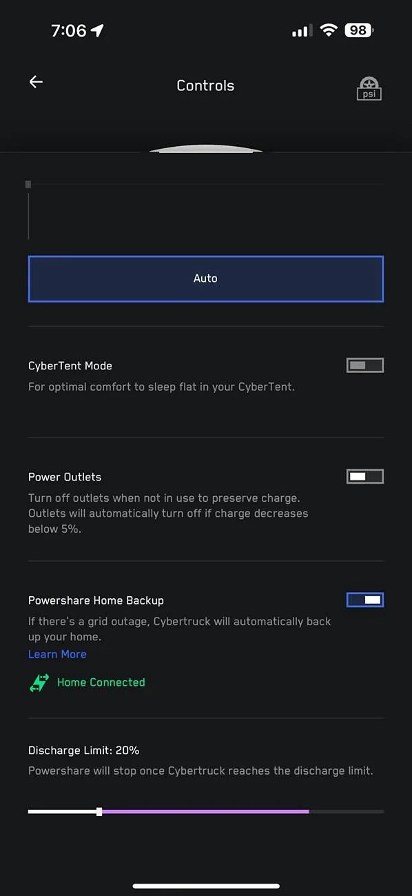 Tesla Cybertruck Powershare activation question IMG_2126