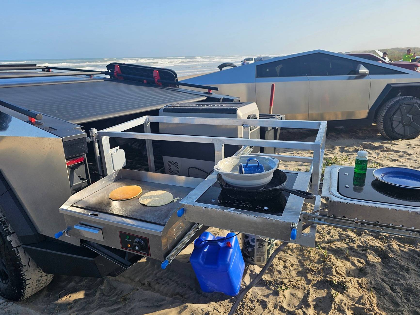 Tesla Cybertruck Custom Cybertruck camp kitchen with grill and sink GctsHO9XkAA2aHY