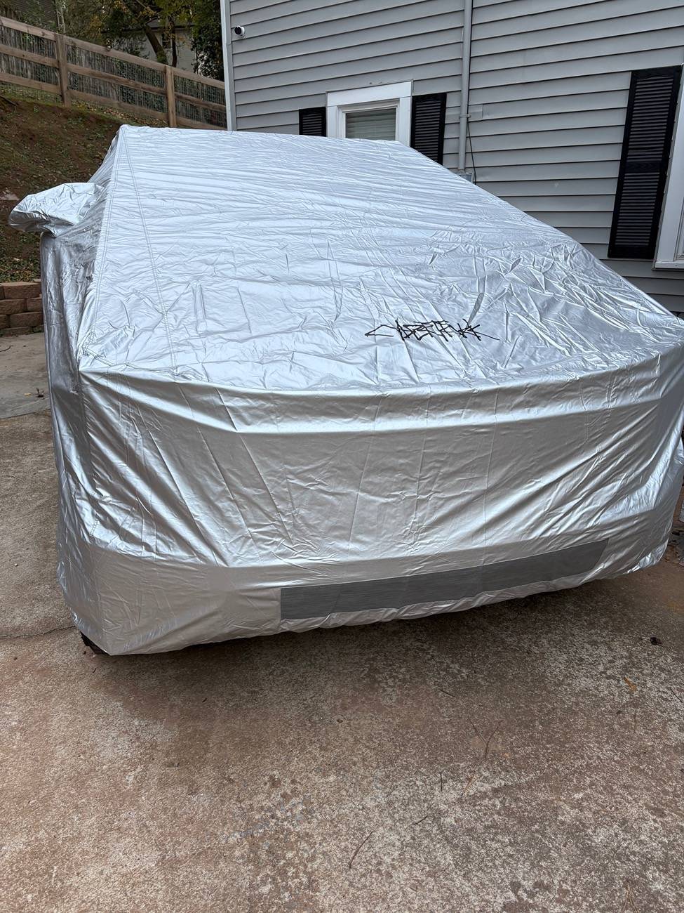 Tesla Cybertruck Cybertruck OEM Car Cover Installed - Review & Photos IMG_1347