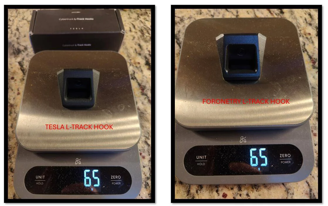 Tesla Cybertruck Comparison between Tesla's L-Track Hooks and Foronetry's L-Track Hooks 1732319046808-5h