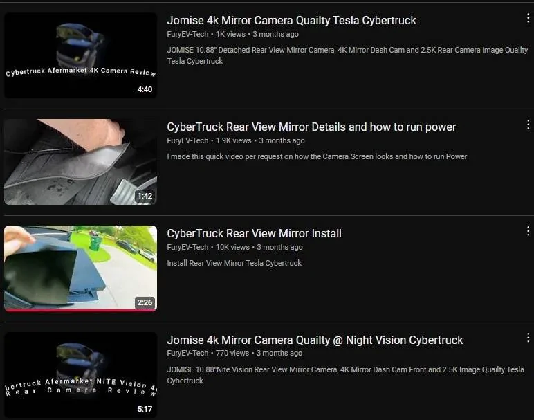 Tesla Cybertruck Rear view mirror camera[updated camera/ screen solution - installed notes & photos fA3R0BH