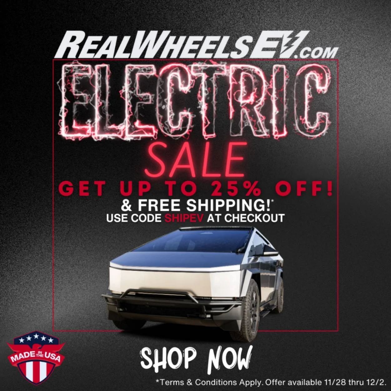 Tesla Cybertruck RealWheels EV Cybertruck Accessories Black Friday Sale!! Cybertruck BF