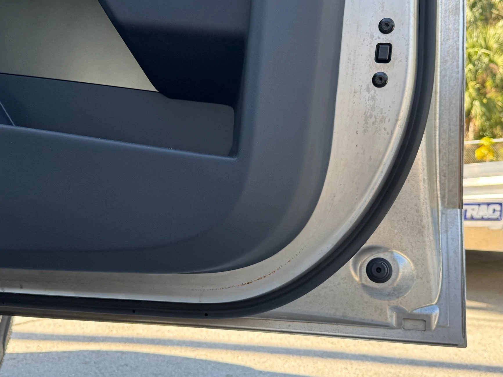 Tesla Cybertruck Rust on both inside front doors after 5 months. IMG_7779