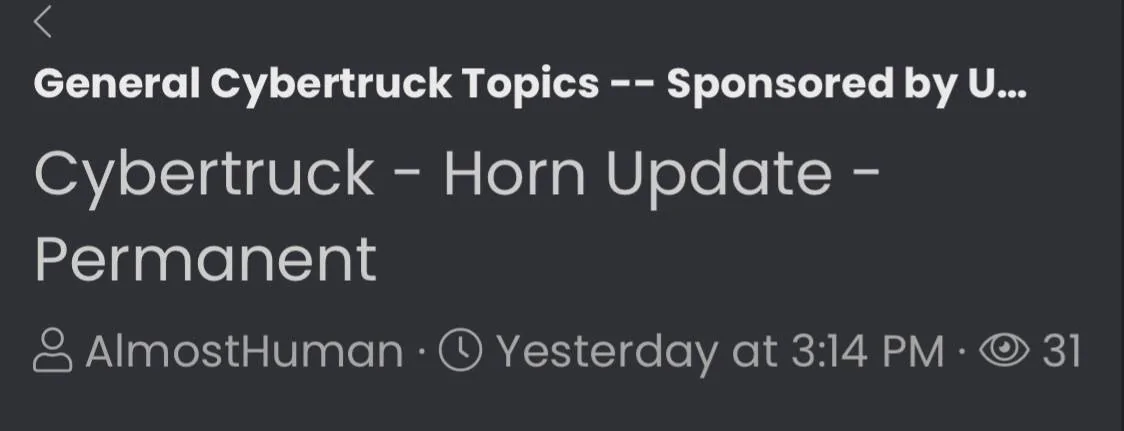 Tesla Cybertruck New Horn sound update coming next week 📢 IMG_2069