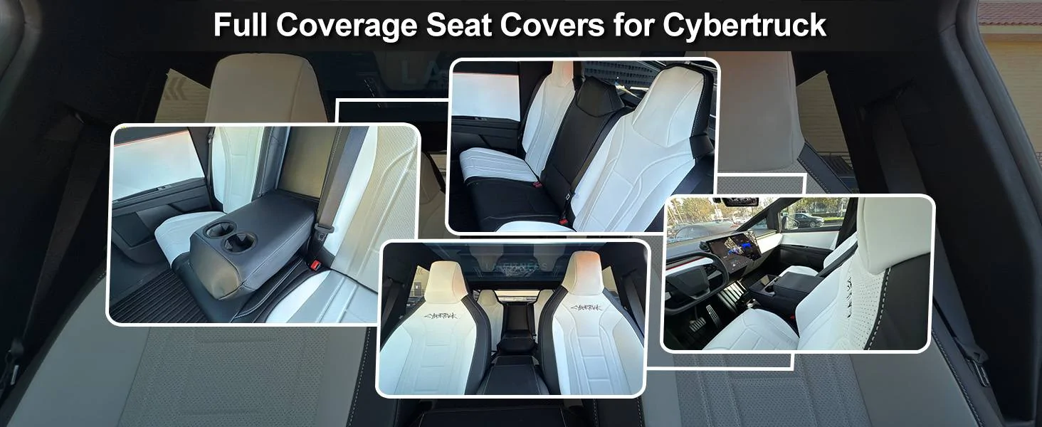 Tesla Cybertruck Cybertruck Black and White Seat Covers by Hansshow  3