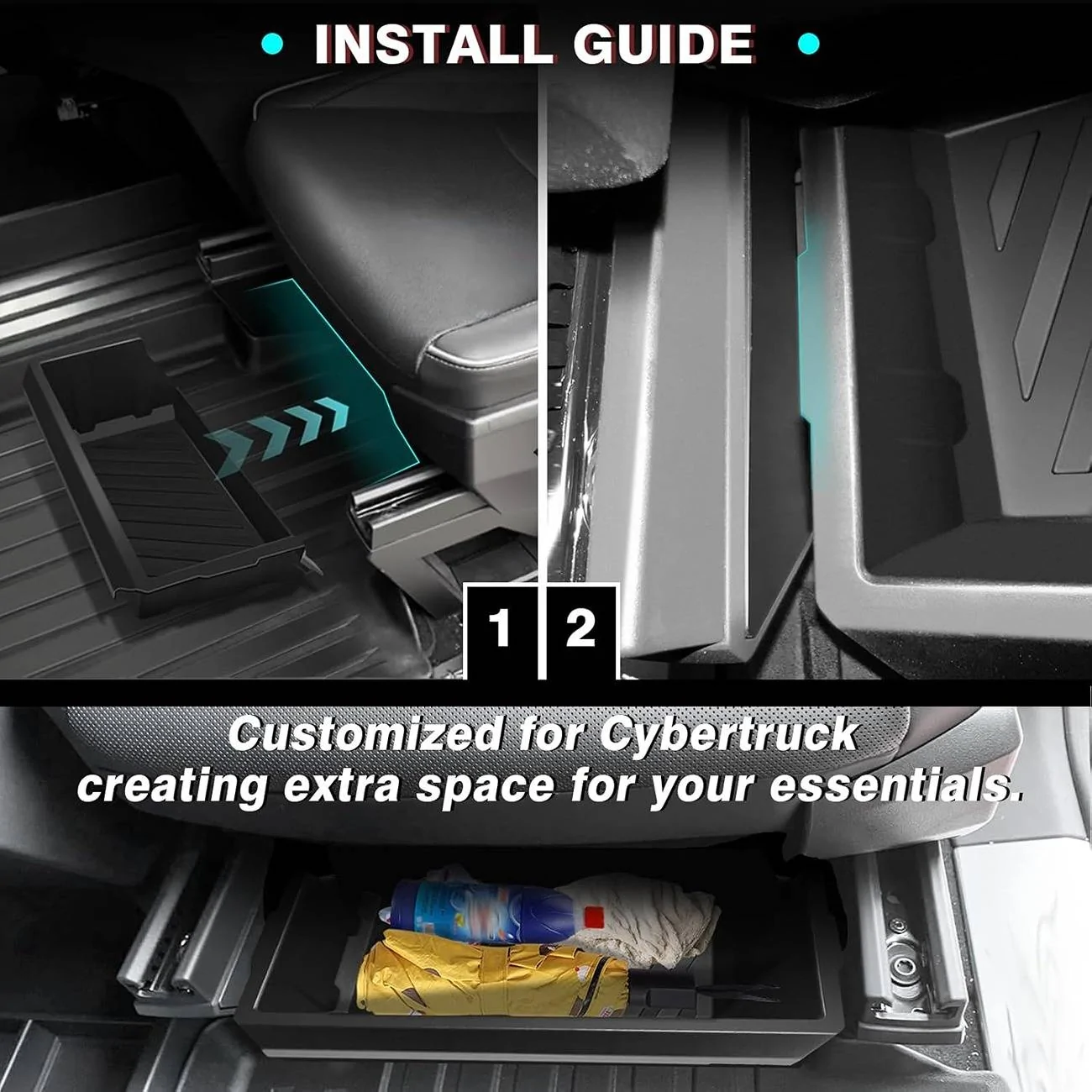 Tesla Cybertruck BestEvMod-Thanksgiving Special Cybertruck Front Underseat Organizer 4