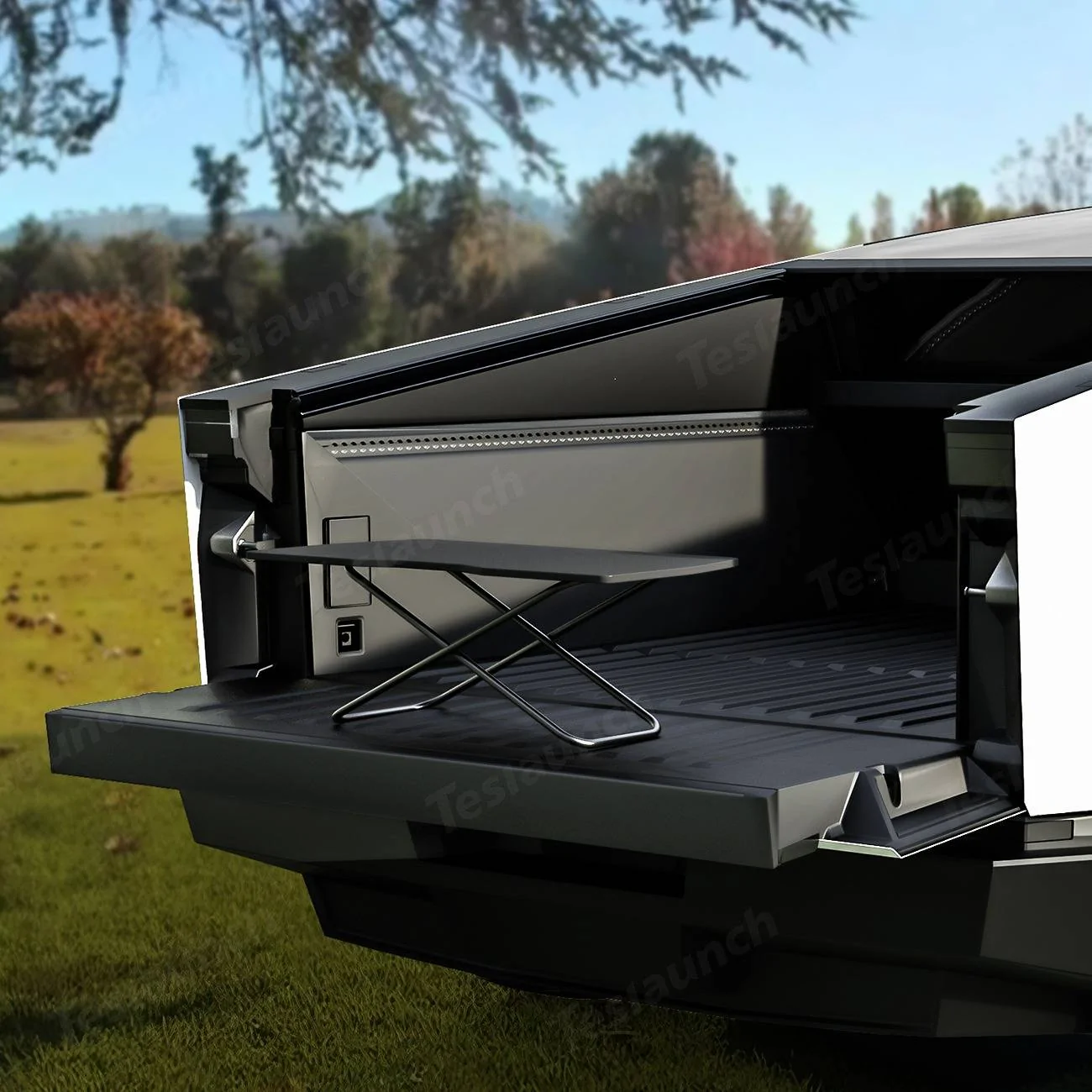Tesla Cybertruck Maximize Your Cybertruck’s Utility: Storage Box + Camping Table Combo by Teslaunch! 🚚🏕️ 03
