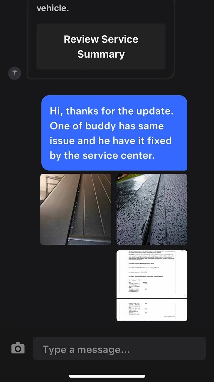 Tesla Cybertruck Tonneau cover gap issue fixed by Service Center under warranty IMG_6650