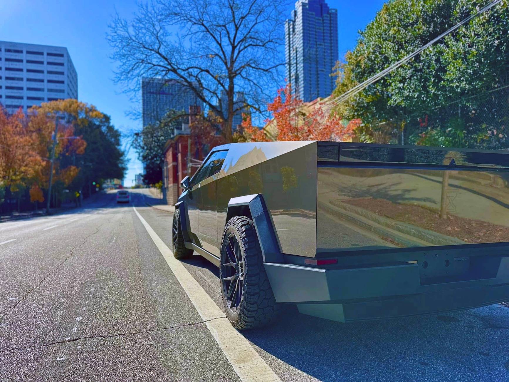 Tesla Cybertruck Cybertruck Aftermarket Wheels & Tires Photos + Info Compilation T Maxx Liquid Platimum PPF Wrap + Vossen HF6-4 22” inch wheels + Falken Wildpeak R:T01 tires  5