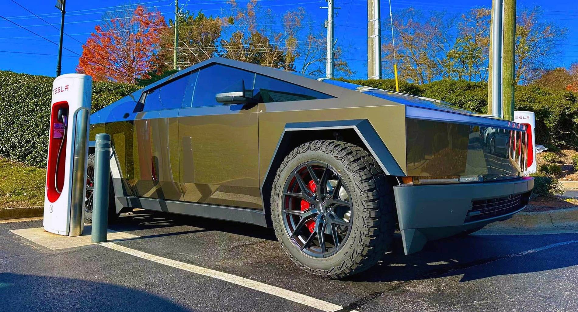 Tesla Cybertruck Cybertruck Aftermarket Wheels & Tires Photos + Info Compilation T Maxx Liquid Platimum PPF Wrap + Vossen HF6-4 22” inch wheels + Falken Wildpeak R:T01 tires  3