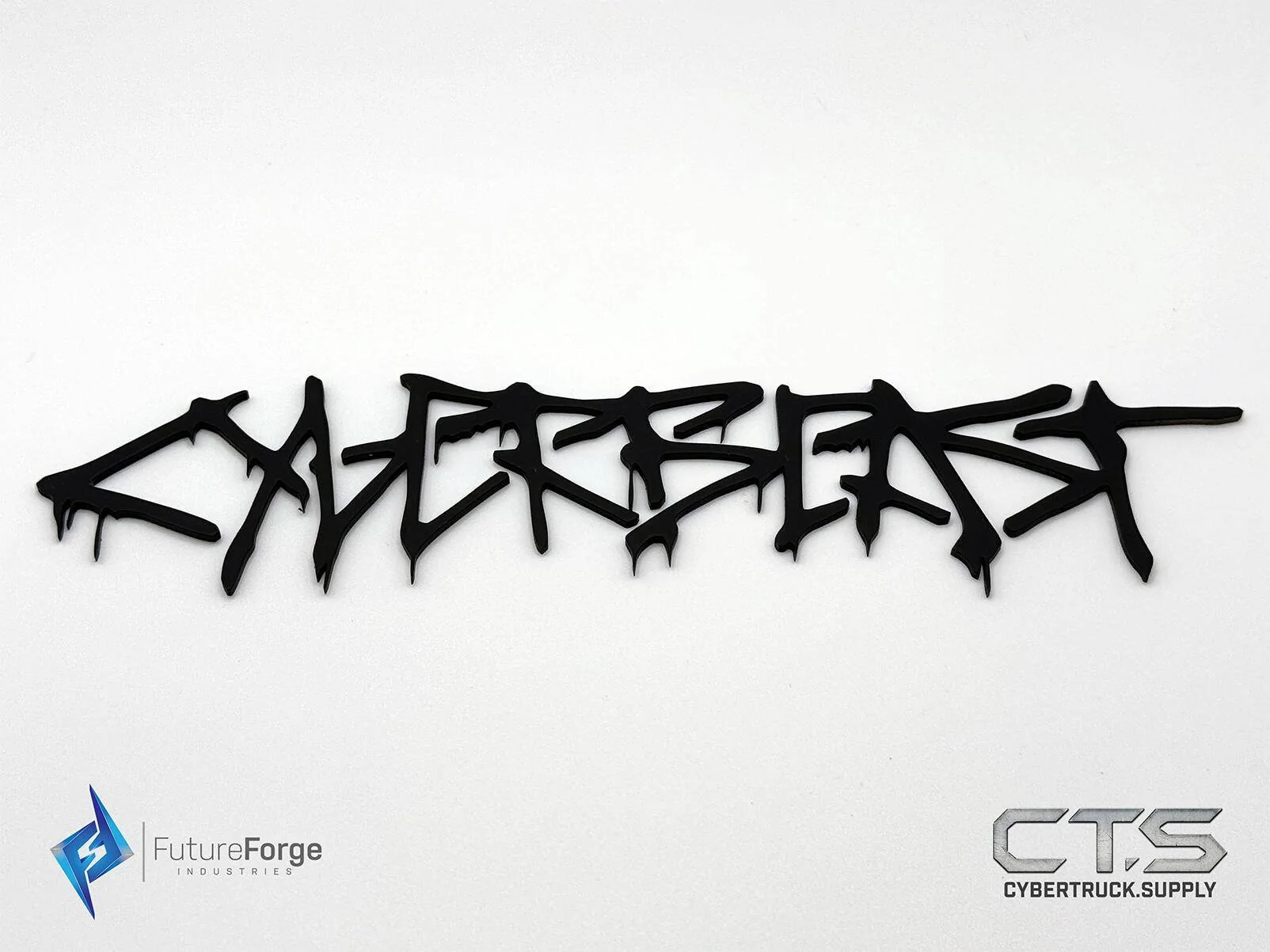 Tesla Cybertruck 🔥 Cyber Monday Launch: New Cyberbeast Graffiti Badges (by Cybertruck.Supply)! 🔥 Grafitti_Drip_BLK_Angle2@0.5x