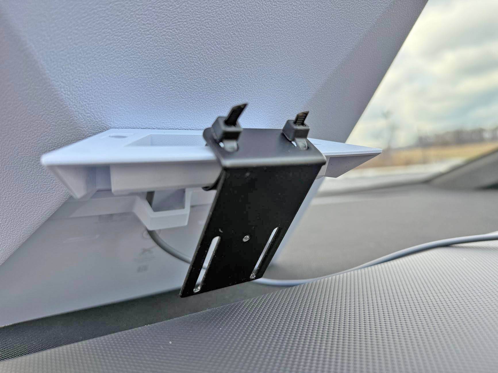 Tesla Cybertruck Super simple Starlink Mini dash “mount” using a single bracket IMG_0648