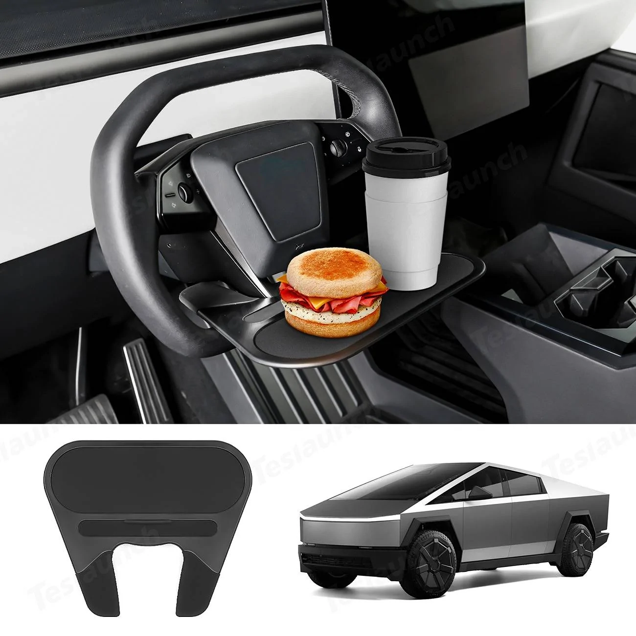 Tesla Cybertruck Cybertruck Steering Wheel Tray-Turn Your Cybertruck Into a Dining Table or Workstation! 🍔💻 1-2
