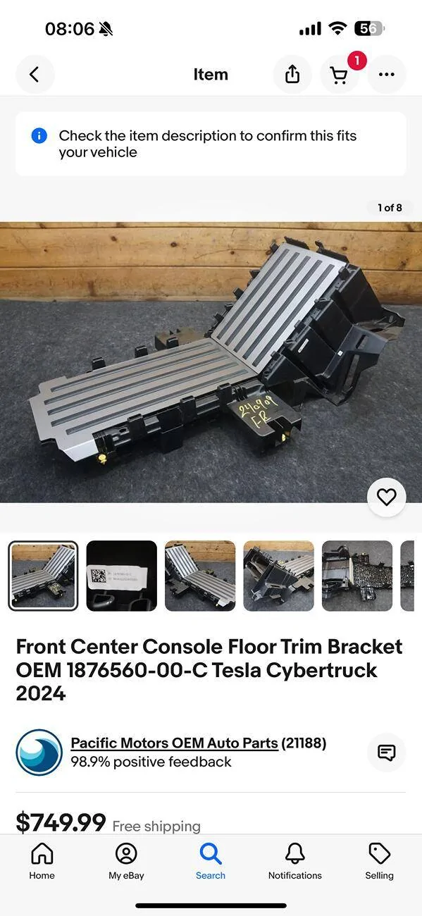 Tesla Cybertruck Can black console floor be swapped for FS Yacht floor? IMG_2760