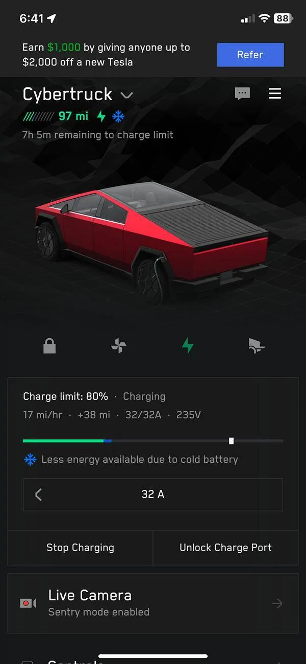 Tesla Cybertruck Explain battery drain and Snowflake IMG_7767
