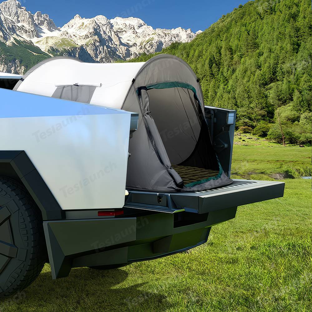 Tesla Cybertruck Teslaunch's Portable Trunk Bed Pop-Up Camping Tent for Your Cybertruck! Affordable Camping for Road Trips 🚘⛺ 2