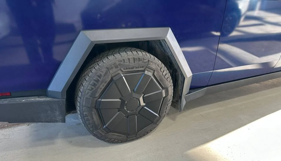 Tesla Cybertruck Cyber Wheel Covers pick-up delivery emails going out to owners now wheelcovers