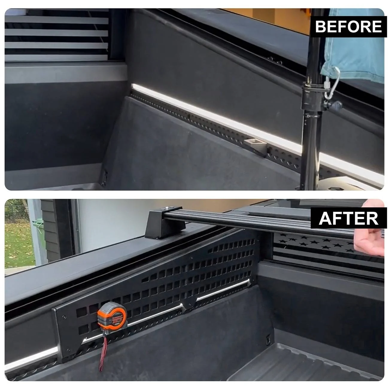 Tesla Cybertruck Perfect fit for Cybertruck Truck Bed! Evbase molle panels in stock on Amazon asdfasdfasfdasdf
