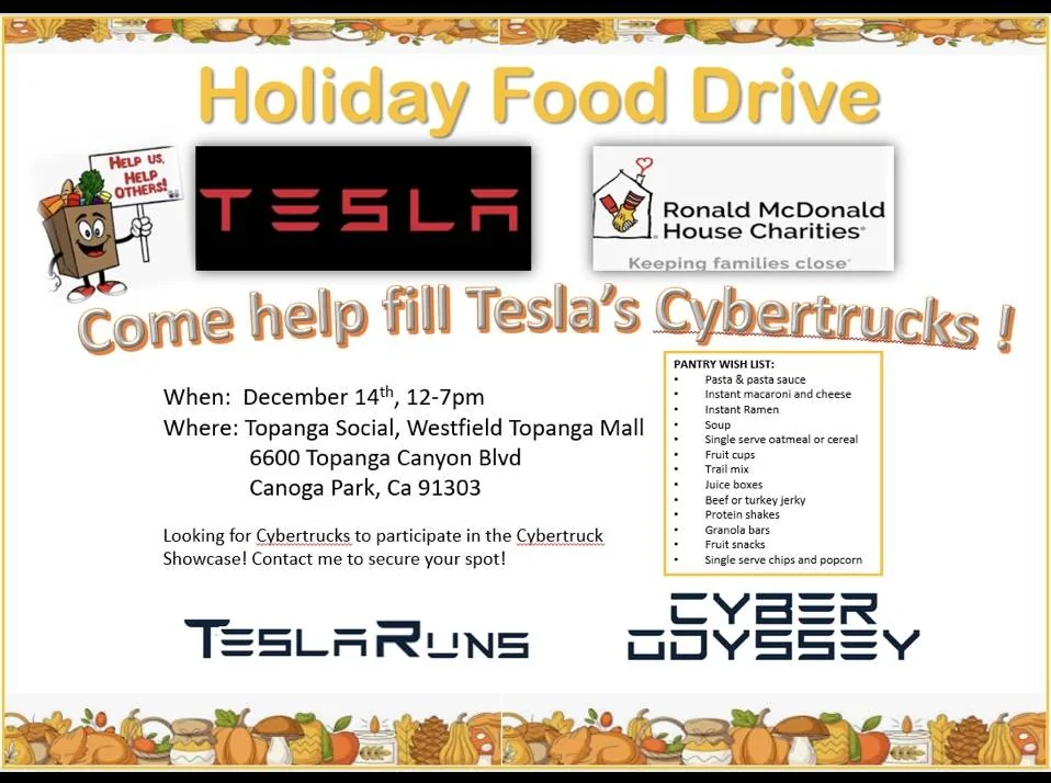 Tesla Cybertruck LA area Cybertruck Food Drive this Saturday IMG_1383