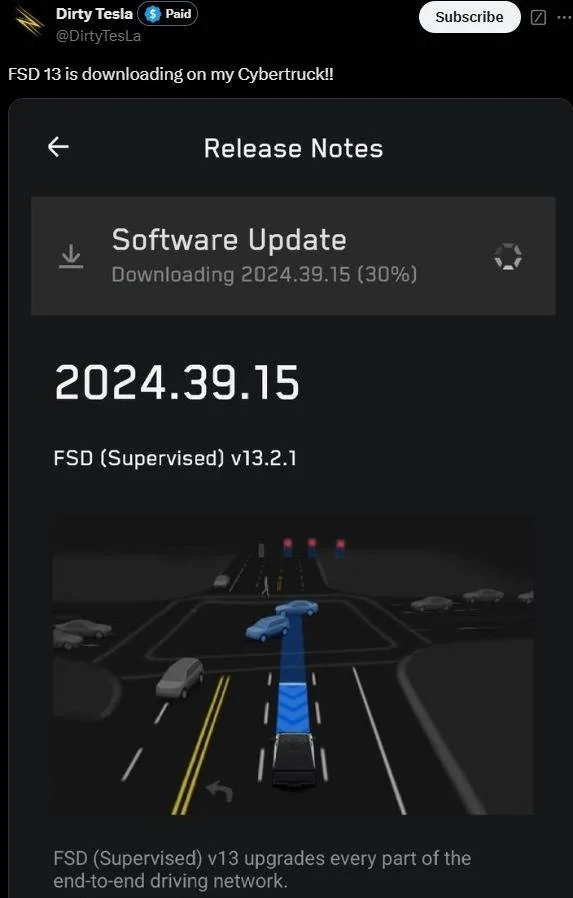 FSD 13 is downloading on my Cybertruck!! 1.webp
