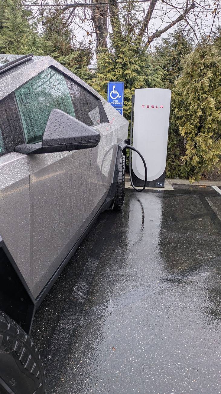 Tesla Cybertruck Cybertruck can now charge up to 325kW on select V4 Superchargers! PXL_20241216_195415348