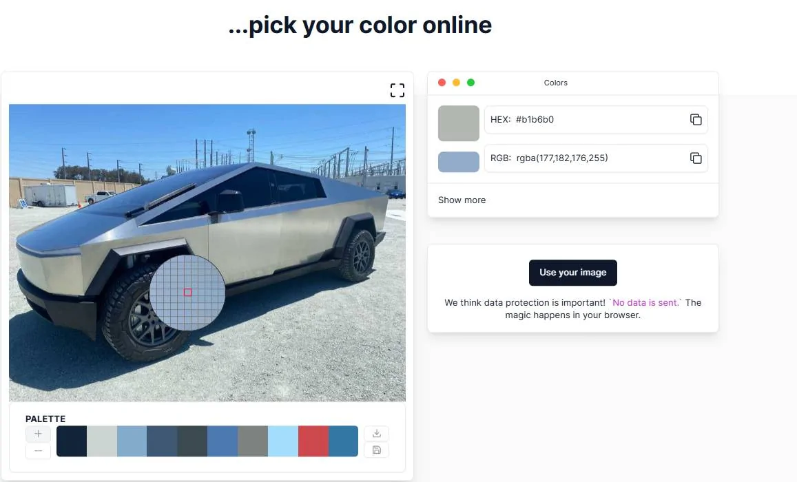 Tesla Cybertruck Stainless Body HEX Color that matches Cybertruck's stainless steel? Color picker