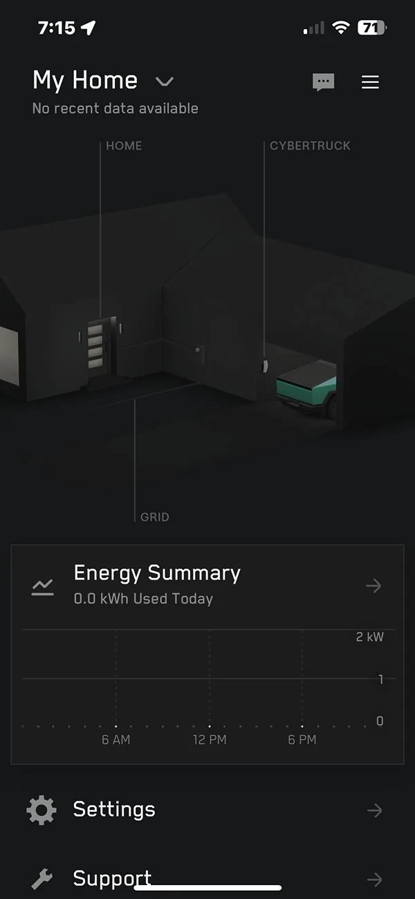 Tesla Cybertruck PowerShare gateway not online? No data pulled in app for a week IMG_3681