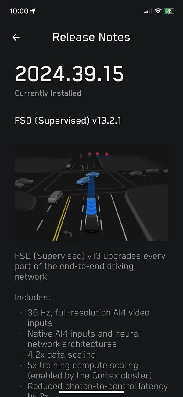 Tesla Cybertruck FSD V13 begins installing to Cybertrucks! -- V13.2.1 IMG_3658