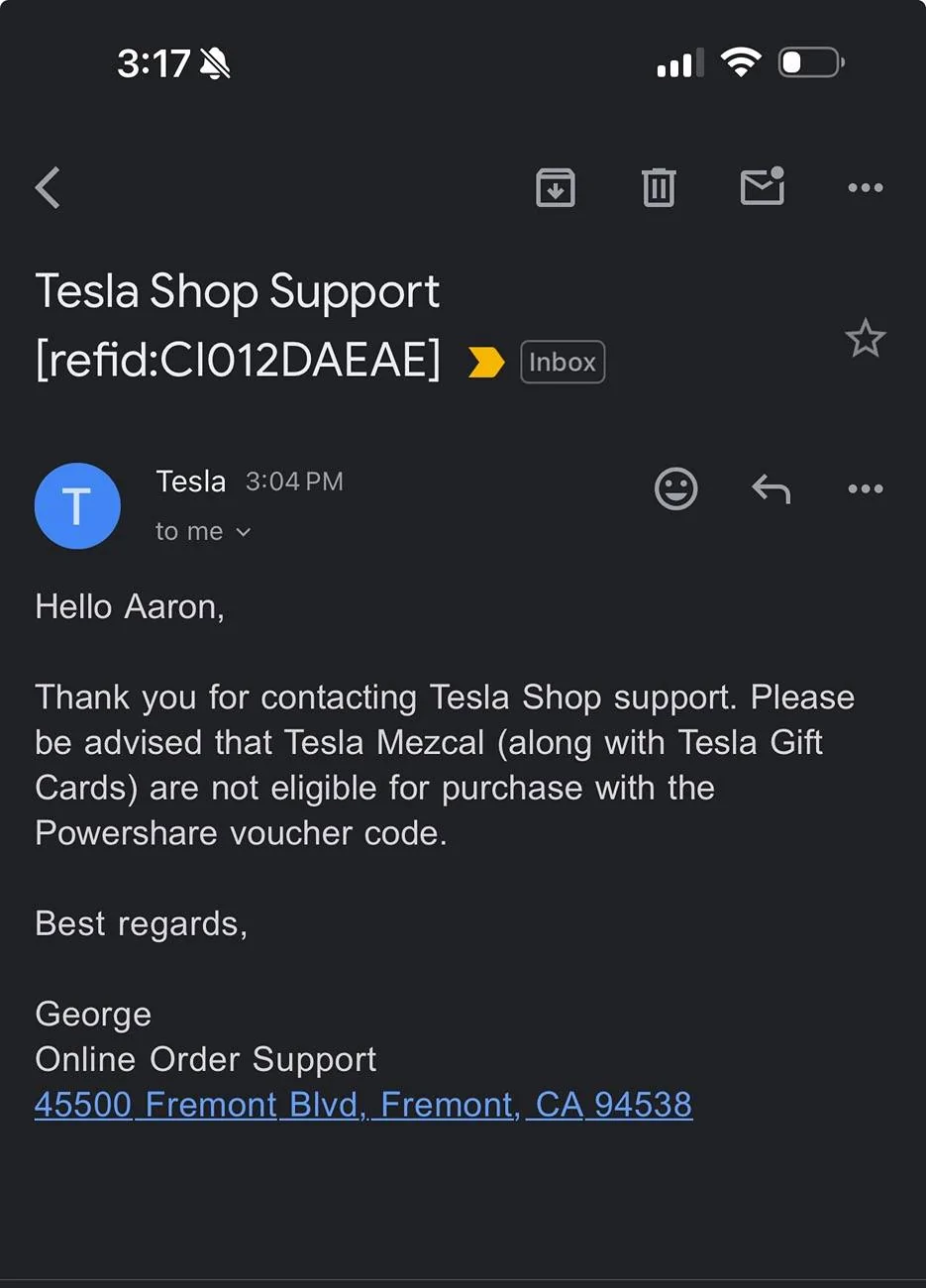 Tesla Cybertruck Tesla Credits in Wallet as Powershall credit for FS Owners IMG_2647