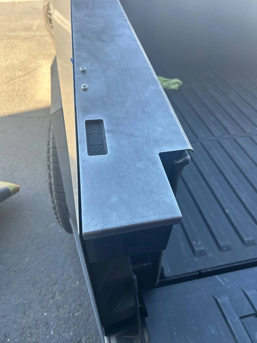 Tesla Cybertruck Stainless tailgate cap and sail panels IMG_5108