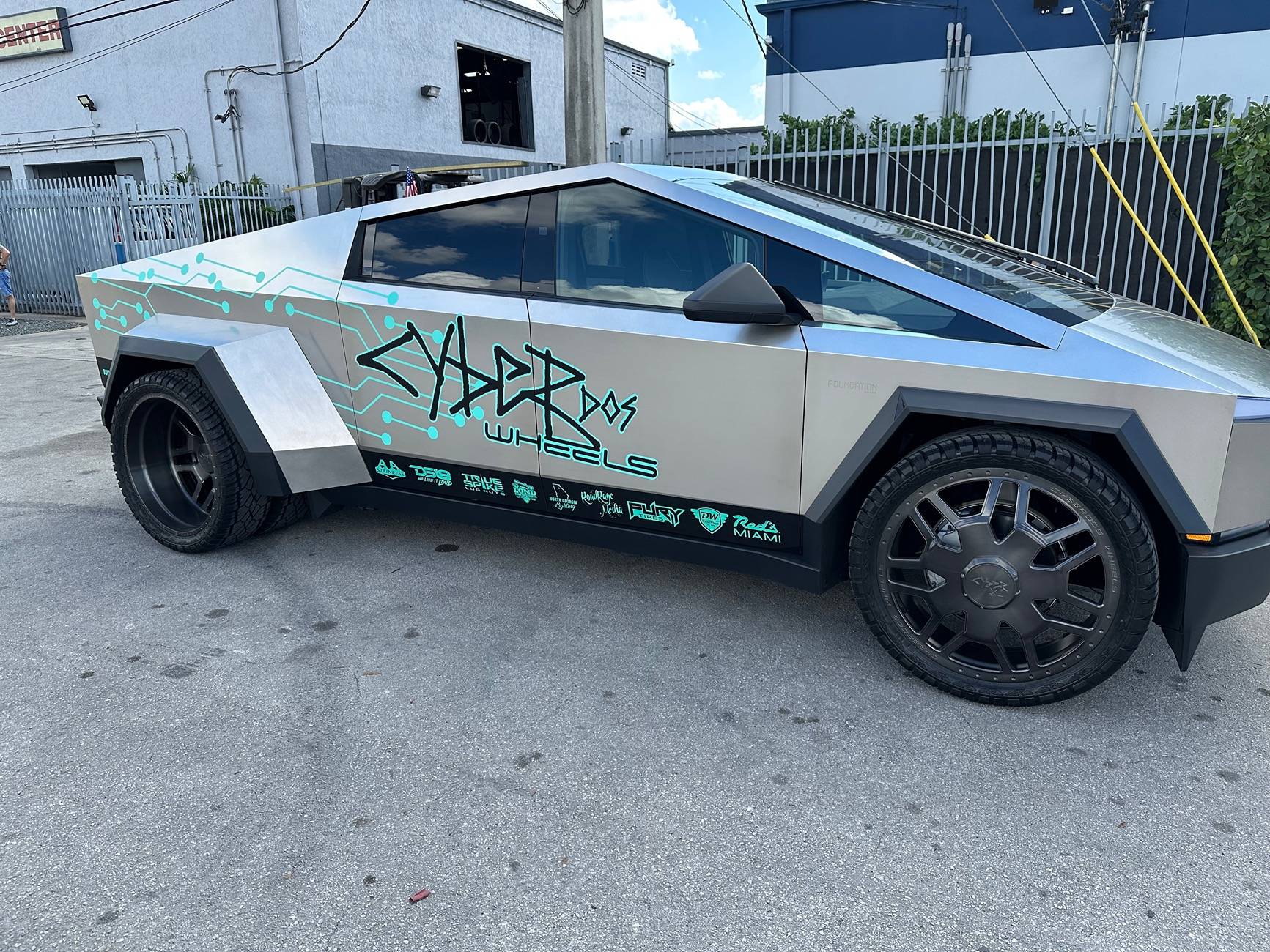 Tesla Cybertruck Got tire rotation and met dually Cybertruck owner, sound for reggae artist IMG_3821