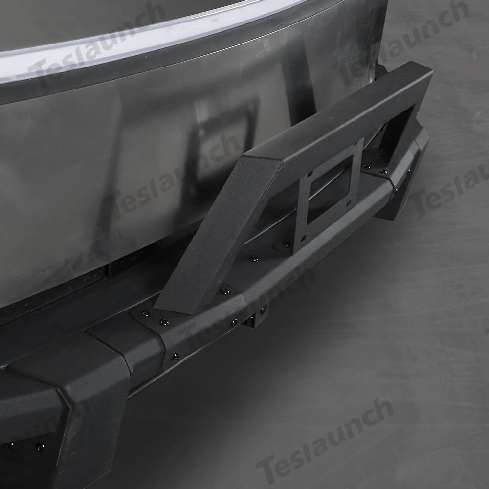 Tesla Cybertruck 🛡️ Heavy Duty Front Bumper with License Plate Frame for Cybertruck-No Drilling Required (Teslaunch) 3