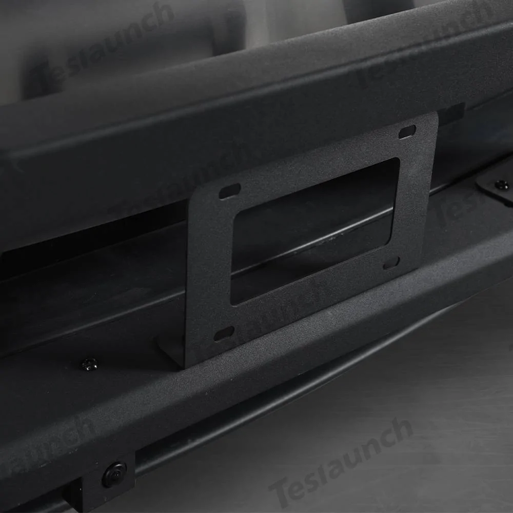 Tesla Cybertruck 🛡️ Heavy Duty Front Bumper with License Plate Frame for Cybertruck-No Drilling Required (Teslaunch) 4