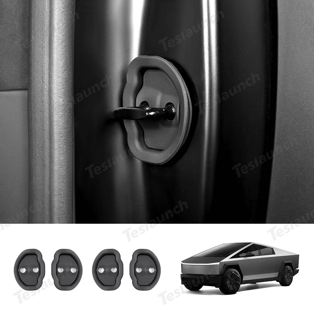 Tesla Cybertruck 🚪 Noise-Rattle Reduction Lock Covers by Teslaunch for Cybertruck 1
