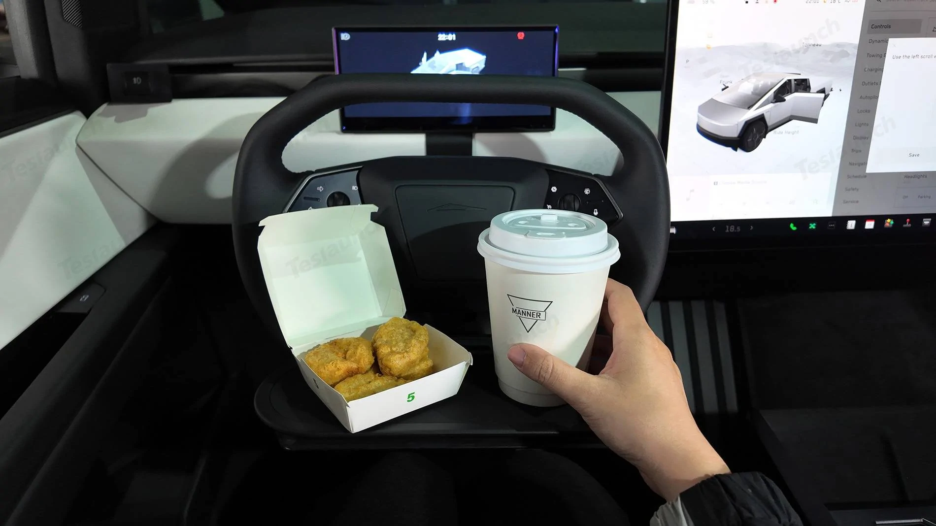 Tesla Cybertruck 🌤️ Steering wheel tray for Cybertruck by Teslaunch 01