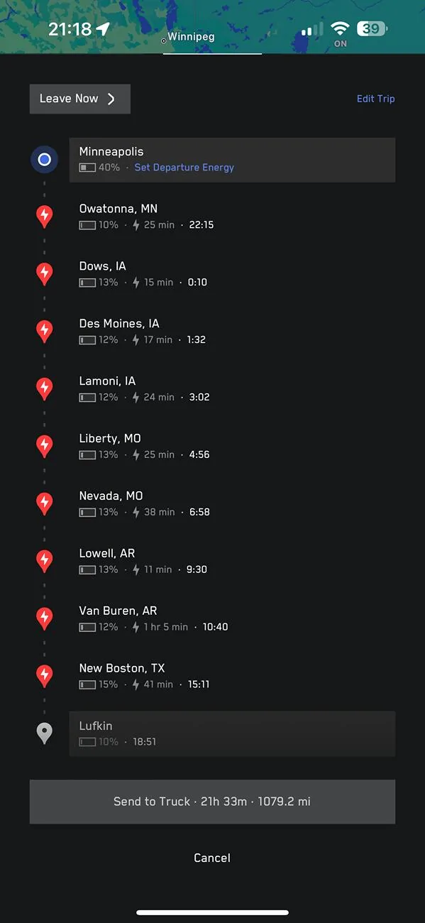 Tesla Cybertruck Trip planning from MN to Lufkin, TX IMG_0614