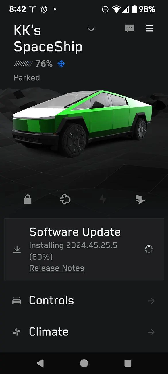 Tesla Cybertruck Tesla Holiday Update 2024 begins rolling out (via 2024.44.25.2 software update)! Screenshot_20241223-084228