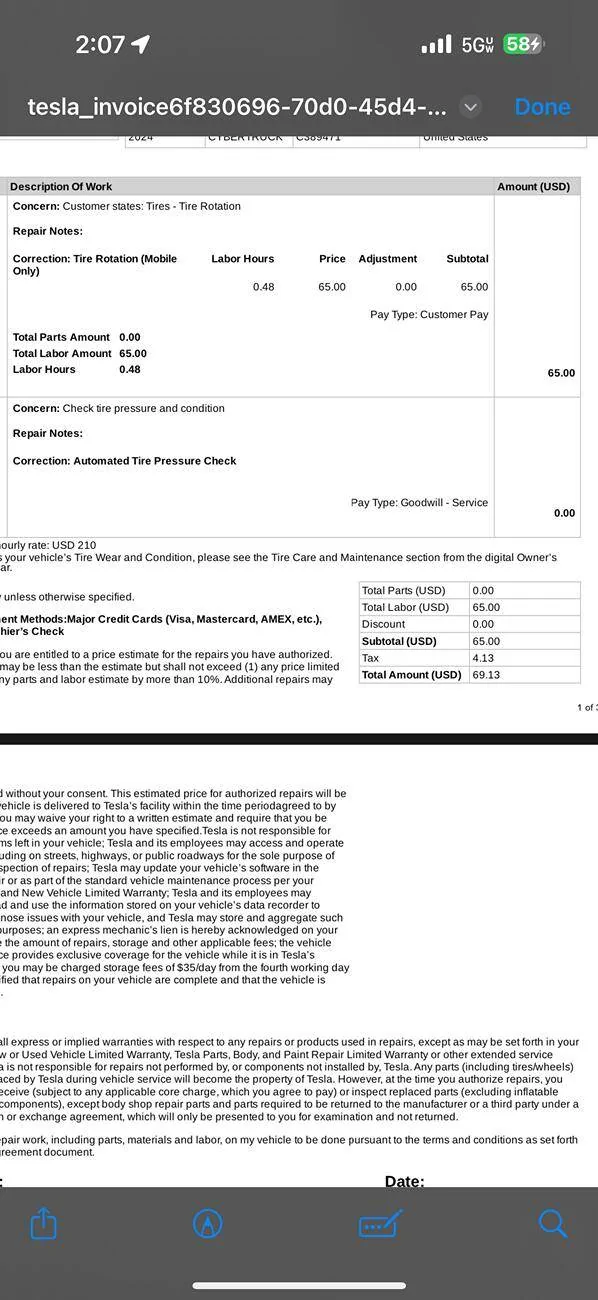 Tesla Cybertruck Tire Rotation Costs IMG_0287